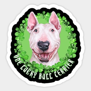 One Lucky Bull Terrier Funny St. Patrick Dog Sticker